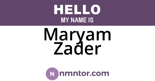 Maryam Zader