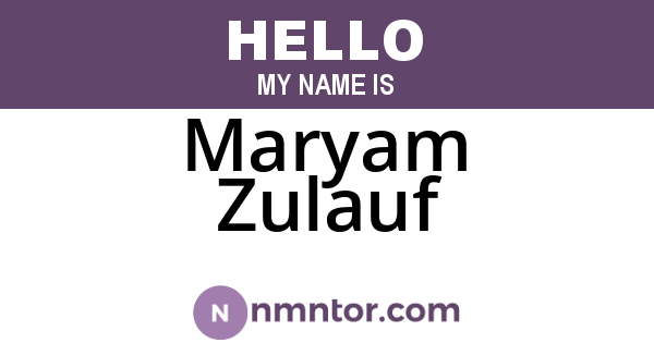 Maryam Zulauf