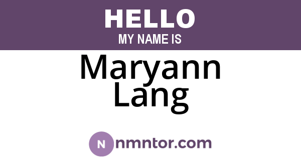 Maryann Lang