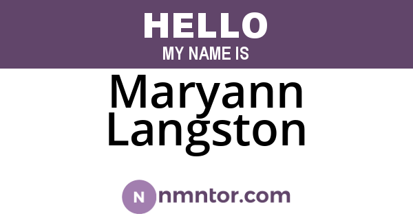 Maryann Langston