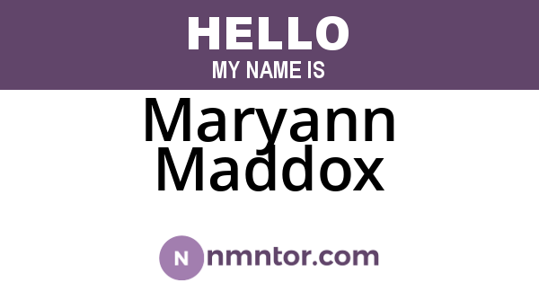 Maryann Maddox