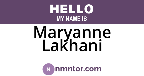 Maryanne Lakhani