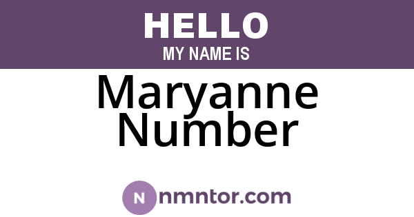Maryanne Number