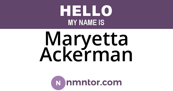 Maryetta Ackerman