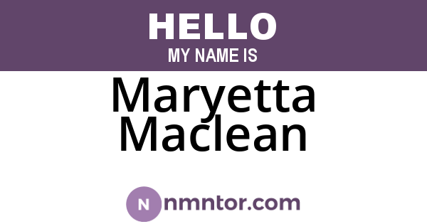 Maryetta Maclean