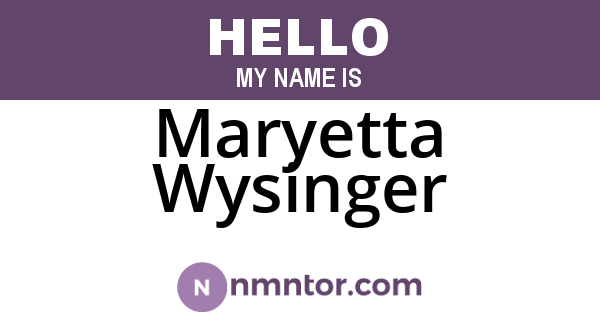 Maryetta Wysinger