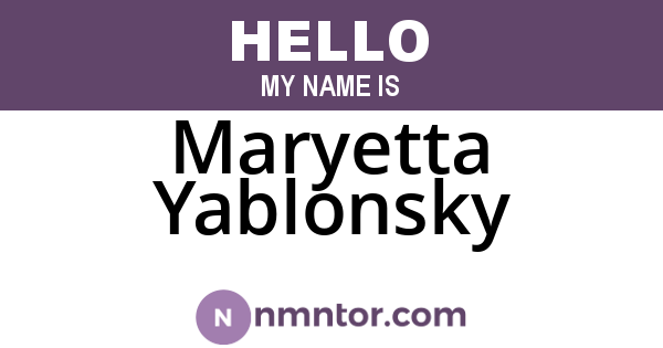 Maryetta Yablonsky