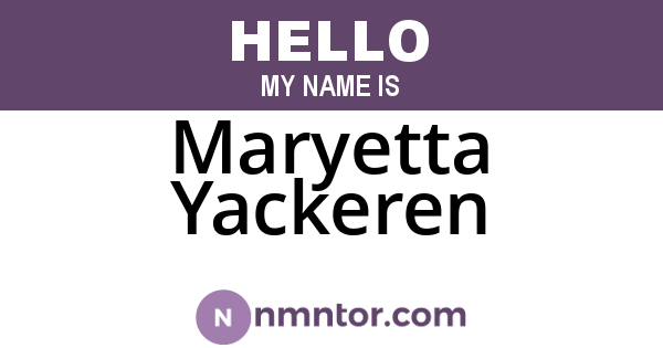 Maryetta Yackeren