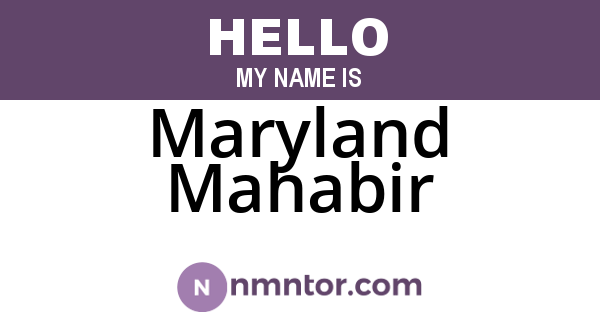 Maryland Mahabir