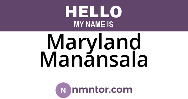 Maryland Manansala