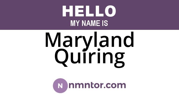Maryland Quiring