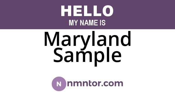 Maryland Sample