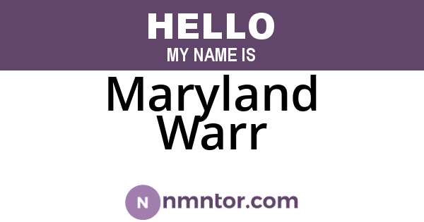 Maryland Warr