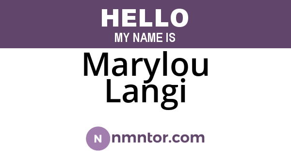 Marylou Langi