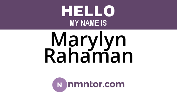 Marylyn Rahaman