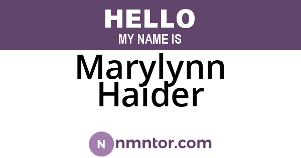 Marylynn Haider