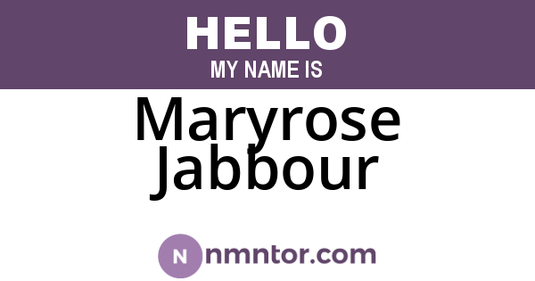 Maryrose Jabbour