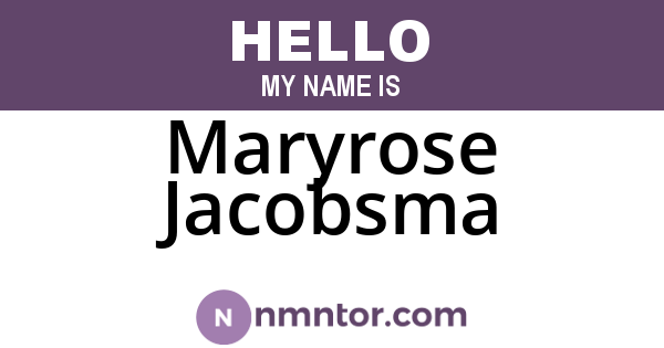 Maryrose Jacobsma