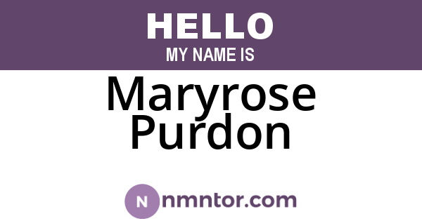 Maryrose Purdon