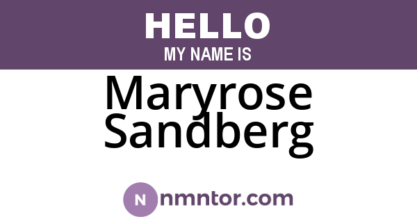 Maryrose Sandberg