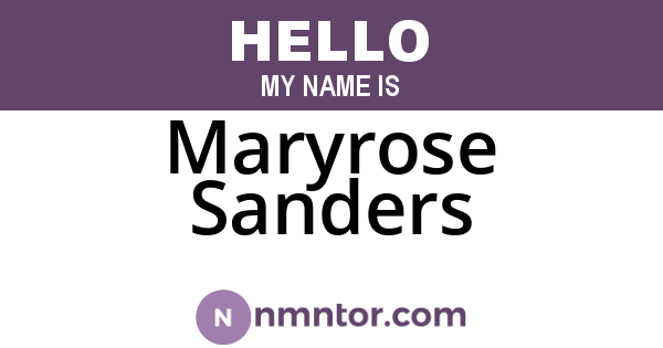 Maryrose Sanders