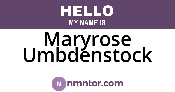 Maryrose Umbdenstock