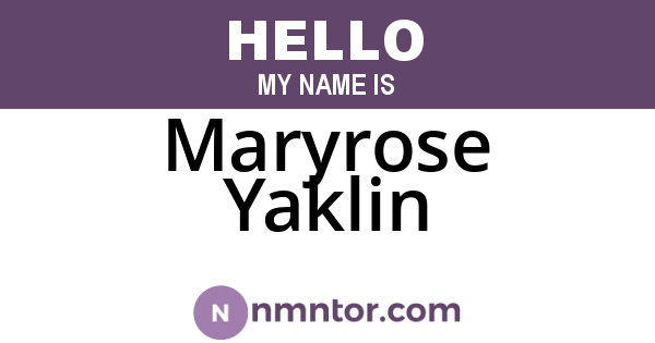 Maryrose Yaklin