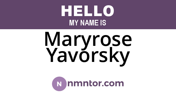 Maryrose Yavorsky