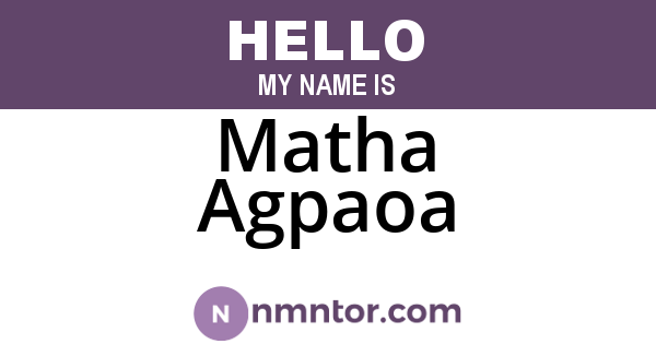 Matha Agpaoa