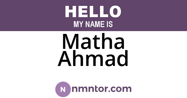 Matha Ahmad