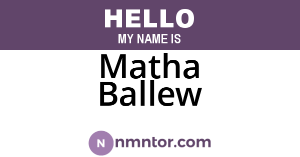 Matha Ballew