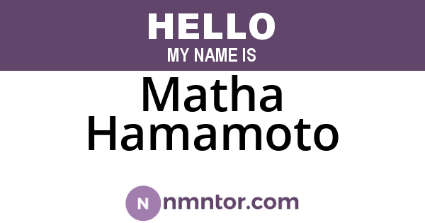 Matha Hamamoto