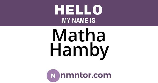 Matha Hamby