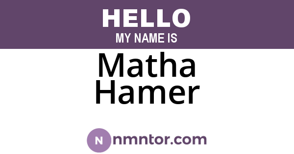 Matha Hamer
