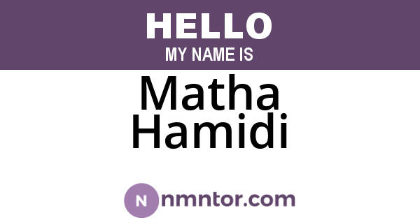 Matha Hamidi