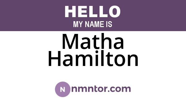 Matha Hamilton