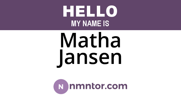 Matha Jansen