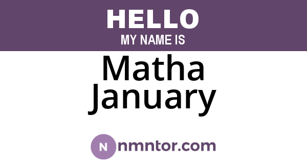 Matha January