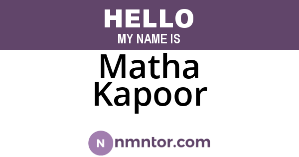 Matha Kapoor