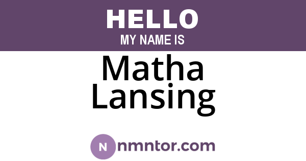 Matha Lansing