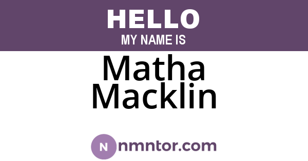 Matha Macklin