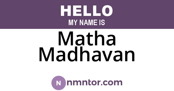 Matha Madhavan