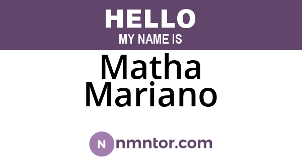 Matha Mariano