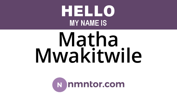 Matha Mwakitwile