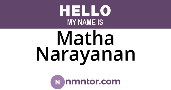 Matha Narayanan