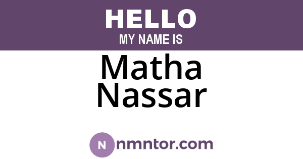 Matha Nassar