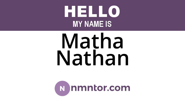 Matha Nathan