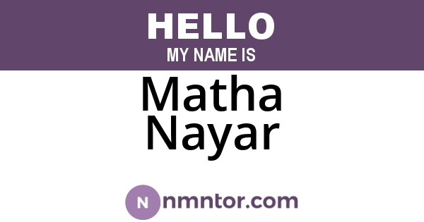 Matha Nayar