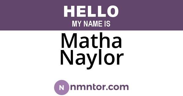 Matha Naylor