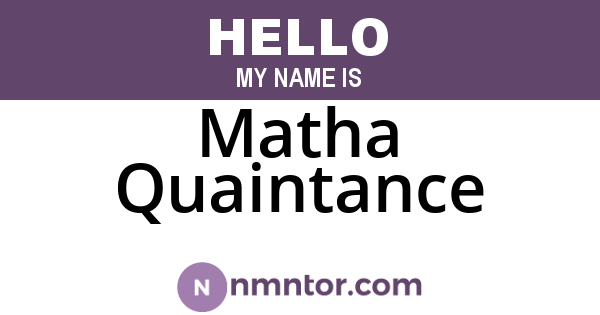 Matha Quaintance